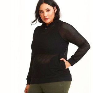 Torrid Black Mesh Netting Hoodie Unlined See-Thru